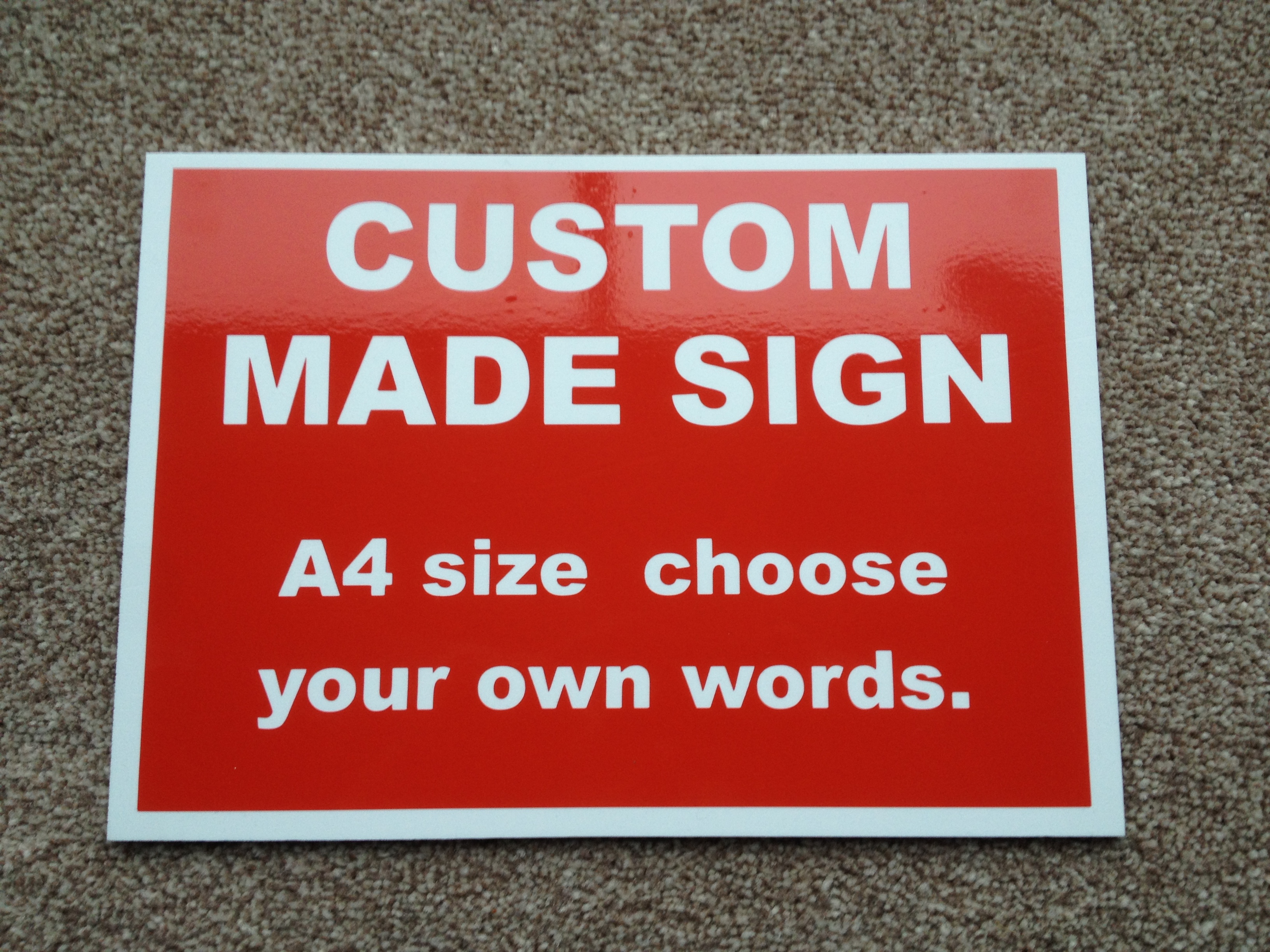 Custom made Personalised Plastic Sign in Red eBay